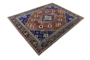 Rust & Navy Tribal 8X10  Indo-Joshaghan Oriental Rug