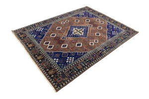 Rust & Navy Tribal 8X10  Indo-Joshaghan Oriental Rug