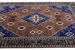 Rust & Navy Tribal 8X10  Indo-Joshaghan Oriental Rug