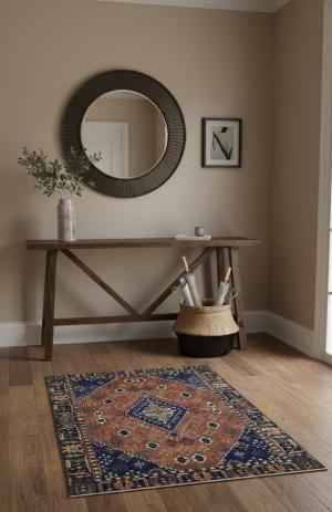 Rust & Navy Tribal 3X5 Indo-Joshaghan Oriental Rug