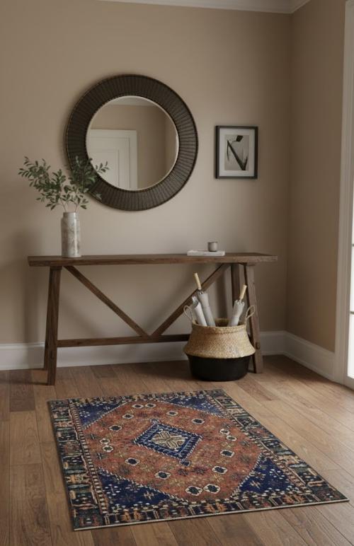 Rust & Navy Tribal 3X5 Indo-Joshaghan Oriental Rug