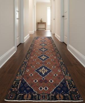 Rust & Navy Tribal 3x10 Indo-Joshaghan Oriental Runner Rug
