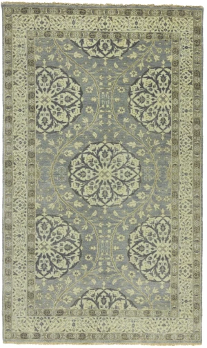 Muted Gray Floral Traditional 5X8 Oushak Chobi Oriental Rug