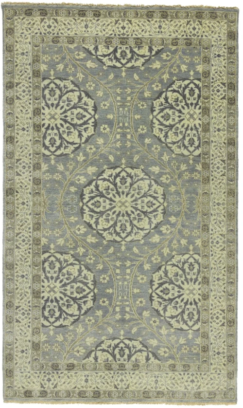 Muted Gray Floral Traditional 5X8 Oushak Chobi Oriental Rug