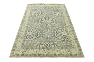 Muted Gray Floral Traditional 5X8 Oushak Chobi Oriental Rug