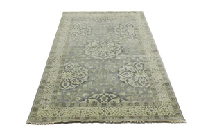 Muted Gray Floral Traditional 5X8 Oushak Chobi Oriental Rug