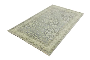 Muted Gray Floral Traditional 5X8 Oushak Chobi Oriental Rug