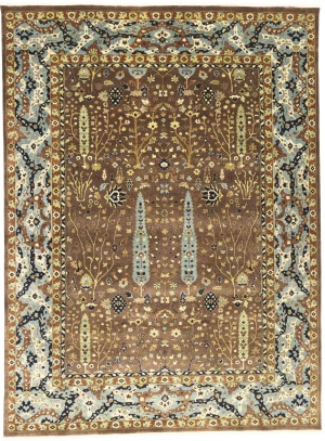 Mocca Floral Traditional 9X12 Oushak Chobi Oriental Rug