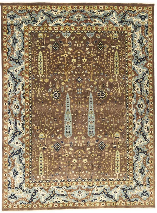 Mocca Floral Traditional 9X12 Oushak Chobi Oriental Rug