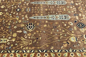 Mocca Floral Traditional 9X12 Oushak Chobi Oriental Rug
