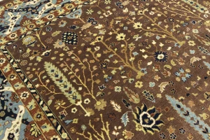 Mocca Floral Traditional 9X12 Oushak Chobi Oriental Rug