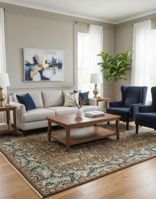 Mocca Floral Traditional 9X12 Oushak Chobi Oriental Rug