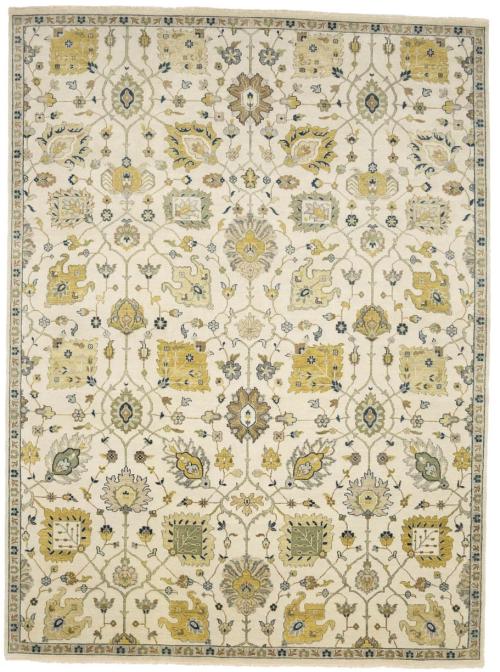 Ivory Floral Traditional 9x12 Chobi Oriental Rug