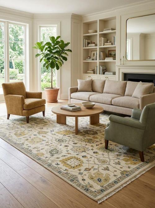 8'10 X 11'10 Ivory Hand Knotted Floral Chobi Oriental Wool Rug