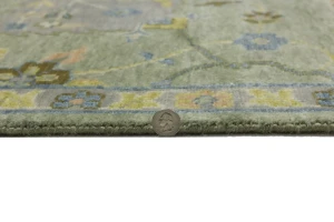 Sage Green Floral Traditional 9x12 Oushak Chobi Oriental Rug