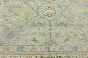 Sage Green Floral Traditional 9x12 Oushak Chobi Oriental Rug