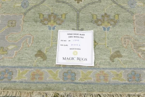 Sage Green Floral Traditional 9x12 Oushak Chobi Oriental Rug