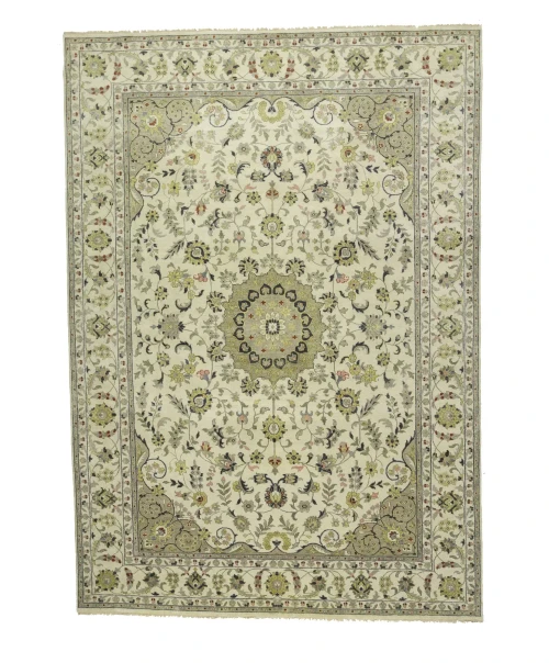 Ivory Traditional Floral 10x14 chobi Oriental Rug