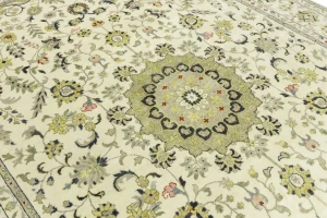 Ivory Traditional Floral 10x14 chobi Oriental Rug