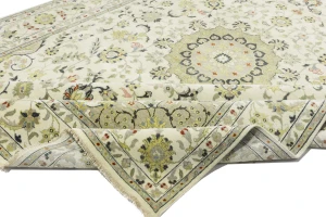 Ivory Traditional Floral 10x14 chobi Oriental Rug
