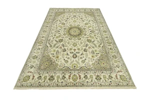 Ivory Traditional Floral 10x14 chobi Oriental Rug