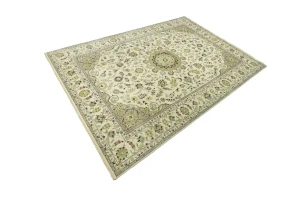 Ivory Traditional Floral 10x14 chobi Oriental Rug