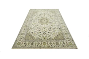 Ivory Traditional Floral 10x14 chobi Oriental Rug
