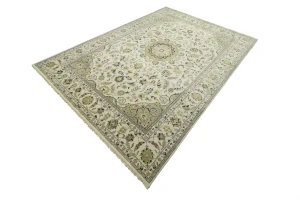Ivory Traditional Floral 10x14 chobi Oriental Rug