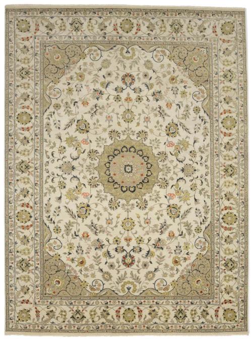 Ivory Traditional Floral 9x12 chobi Oriental Rug