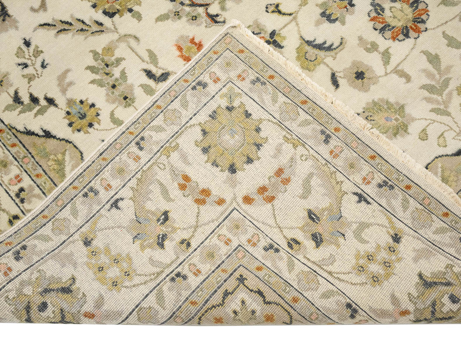 Ivory Traditional Floral 9x12 chobi Oriental Rug