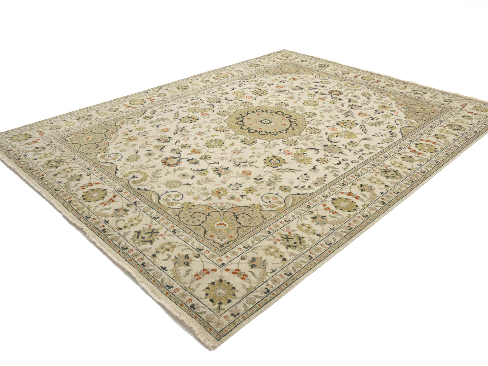 Ivory Traditional Floral 9x12 chobi Oriental Rug