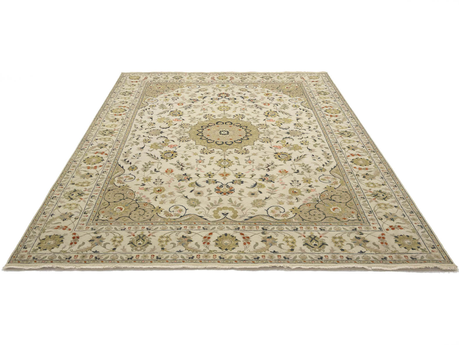 Ivory Traditional Floral 9x12 chobi Oriental Rug