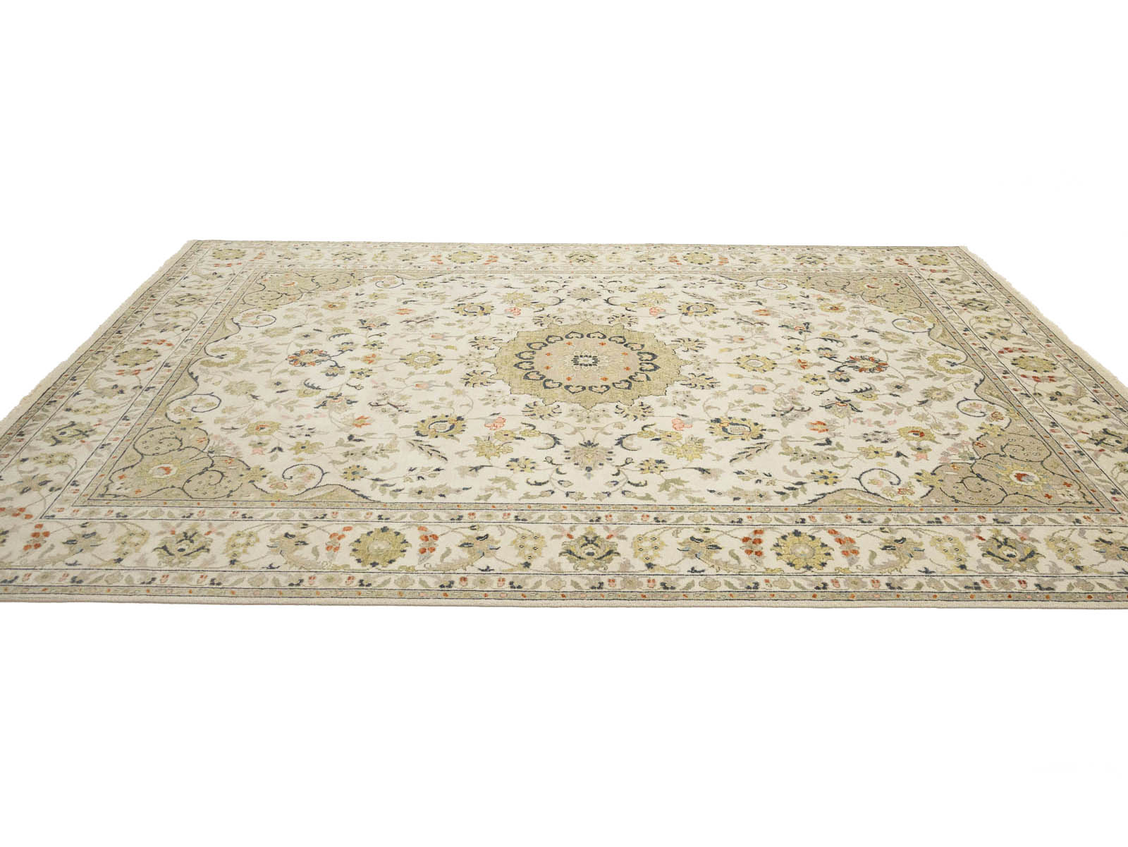 Ivory Traditional Floral 9x12 chobi Oriental Rug