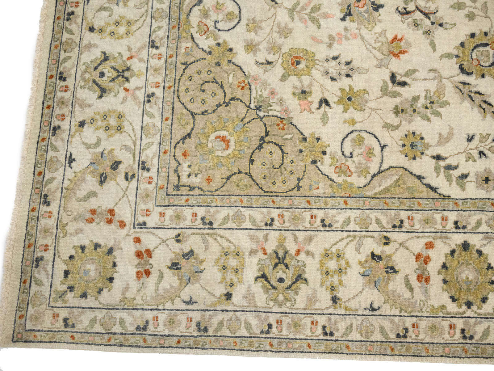 Ivory Traditional Floral 9x12 chobi Oriental Rug