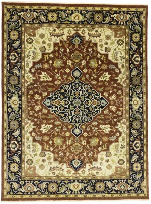Rust Brown Floral 9X12 Oriental Rug