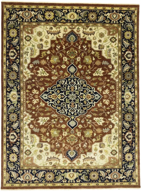 Rust Brown Floral 9X12 Oriental Rug