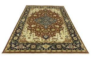 Rust Brown Floral 9X12 Oriental Rug