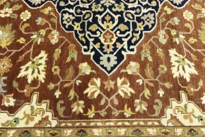 Rust Brown Floral 9X12 Oriental Rug