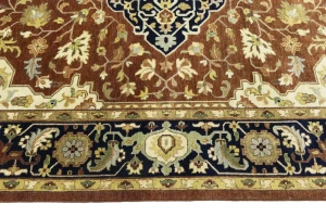 Rust Brown Floral 9X12 Oriental Rug