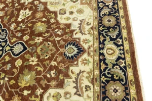 Rust Brown Floral 9X12 Oriental Rug