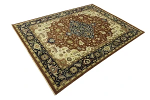 Rust Brown Floral 9X12 Oriental Rug
