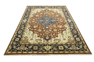 Rust Brown Floral 9X12 Oriental Rug