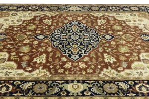 Rust Brown Floral 9X12 Oriental Rug