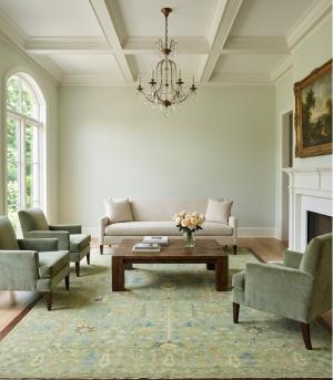 Light Green Floral 10X14 Oriental Area Rug