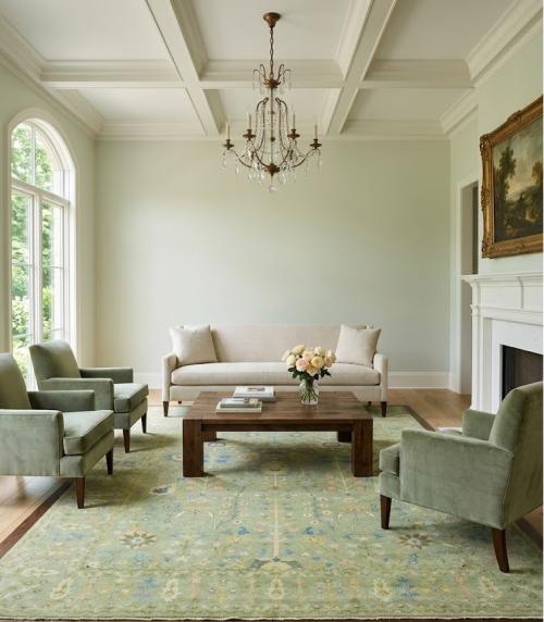 Light Green Floral 10X14 Oriental Area Rug