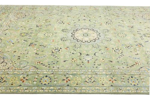 Green Floral Transitional 10X14 Oushak Chobi Oriental Rug