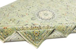 Green Floral Transitional 10X14 Oushak Chobi Oriental Rug