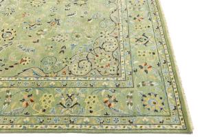 Green Floral Transitional 10X14 Oushak Chobi Oriental Rug