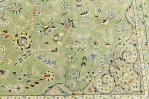 Green Floral Transitional 10X14 Oushak Chobi Oriental Rug