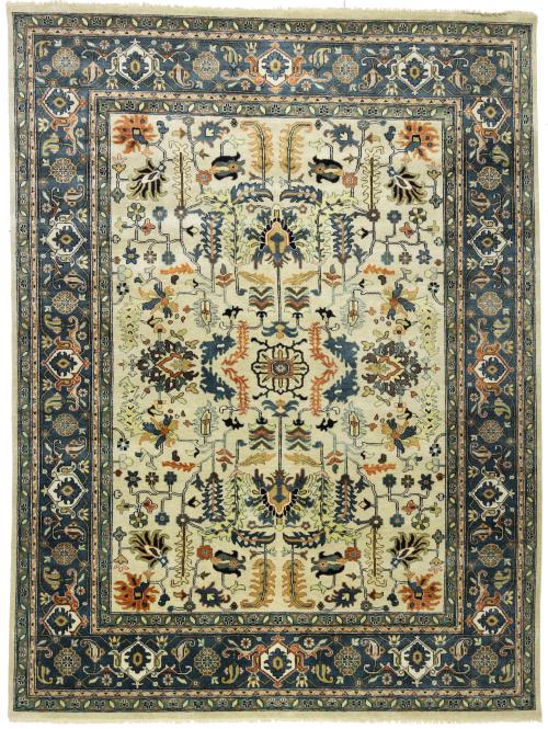 Cream Geometric Transitional 9x12 Chobi Oriental Rug